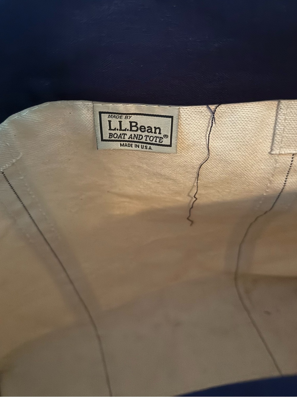 L.L. Bean Large Navy Canvas Tote with Monogram - Picture 6 of 10